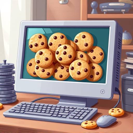 Illustration of cookies being placed on a computer device